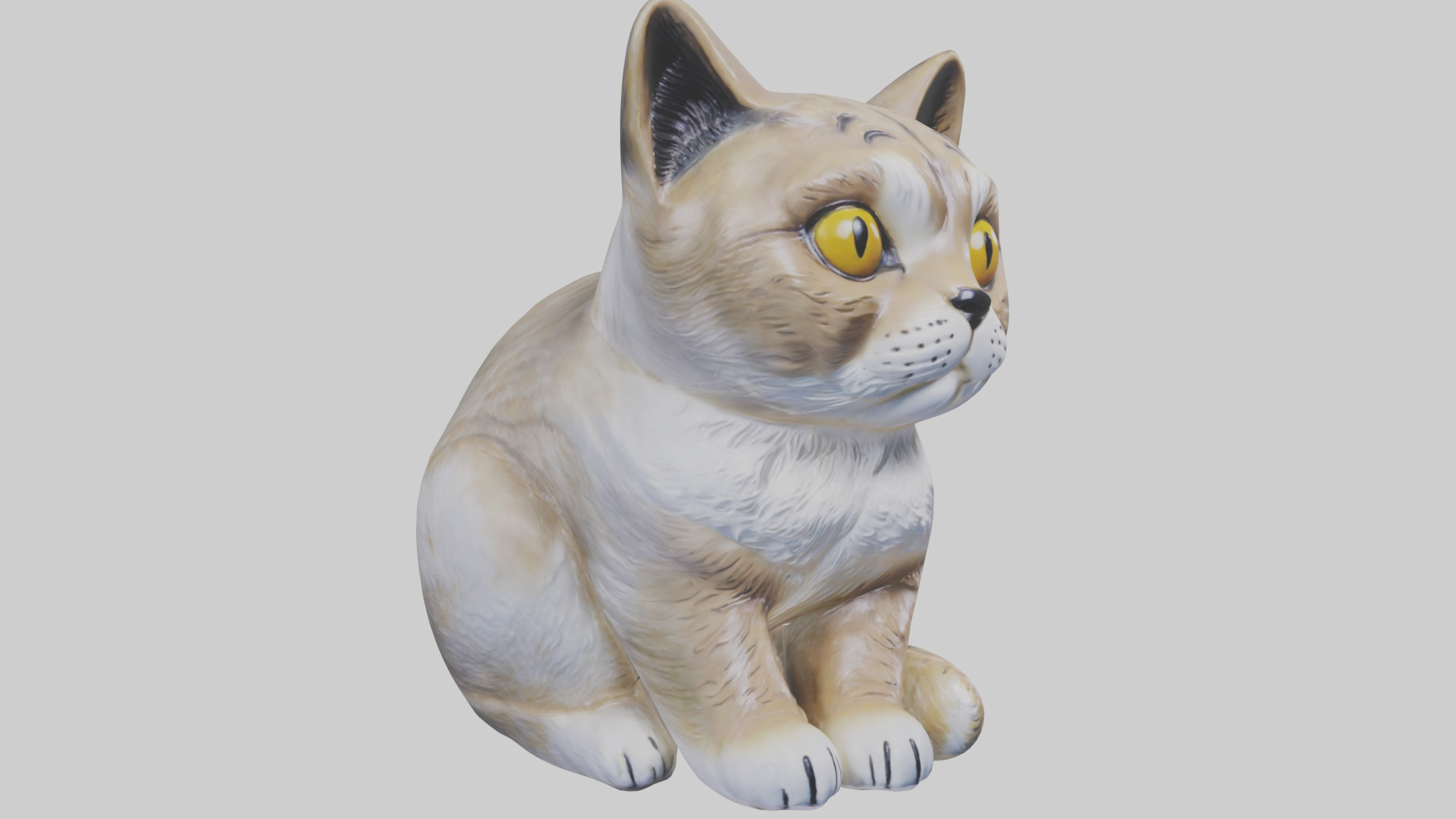 Scottish Fold Cat statue model Low-poly 3D model_8