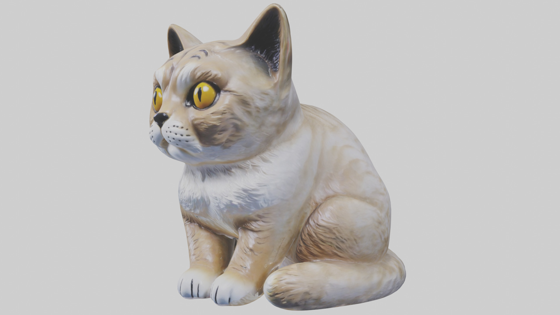 Scottish Fold Cat statue model Low-poly 3D model_10