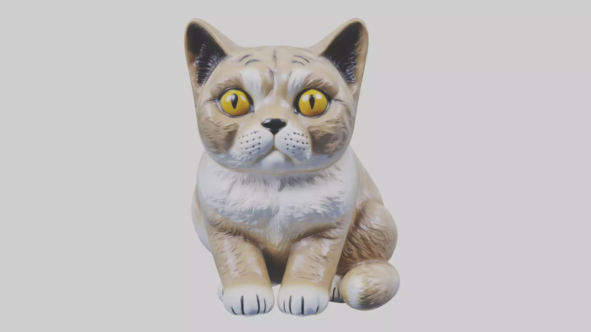 Scottish Fold Cat statue model Low-poly 3D model_0