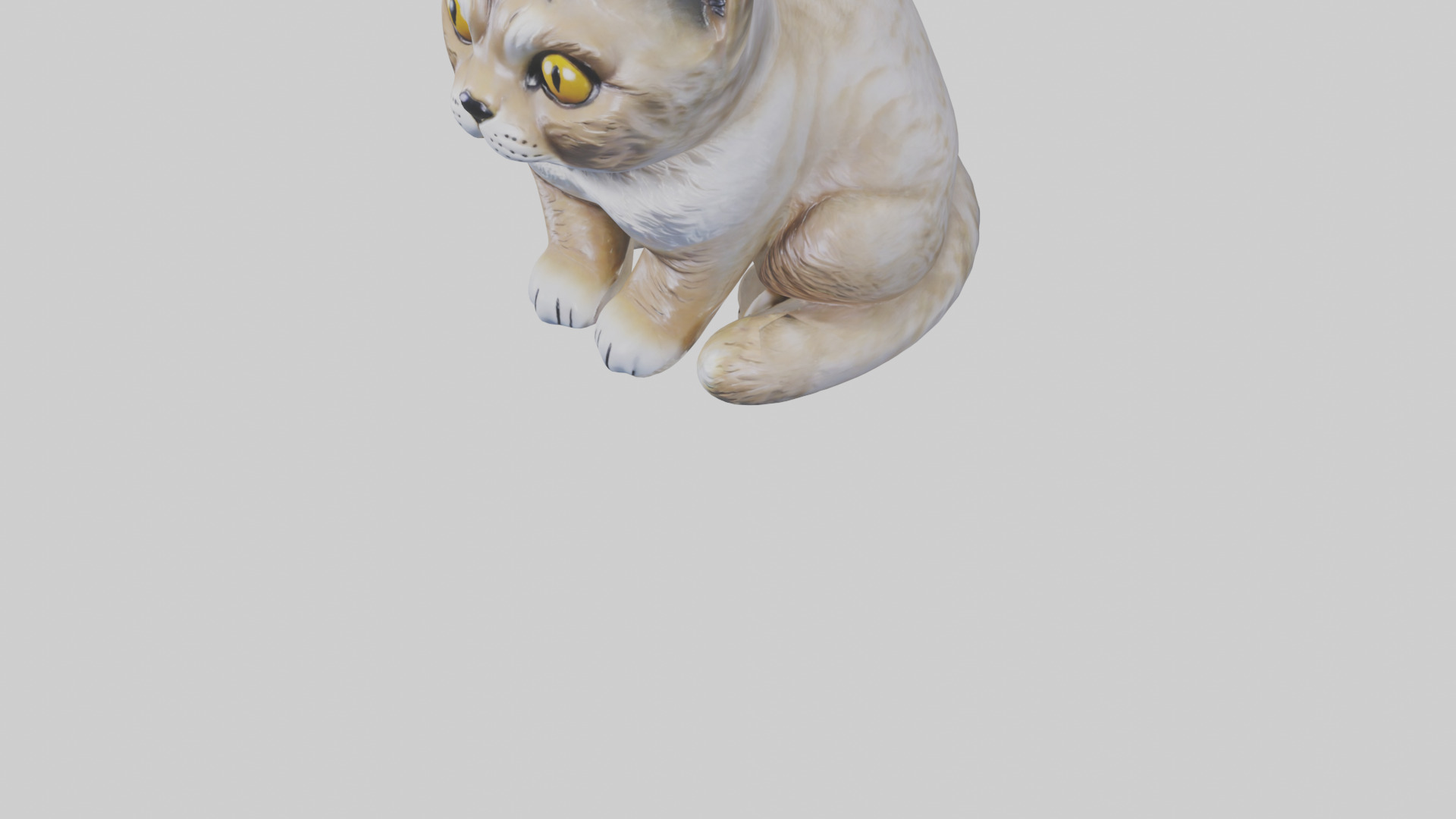 Scottish Fold Cat statue model Low-poly 3D model_6