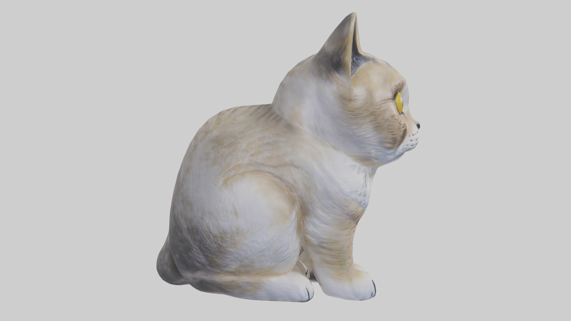 Scottish Fold Cat statue model Low-poly 3D model_13
