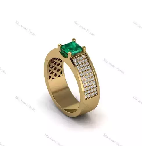 Emerald Pave Band Ring-3D Model