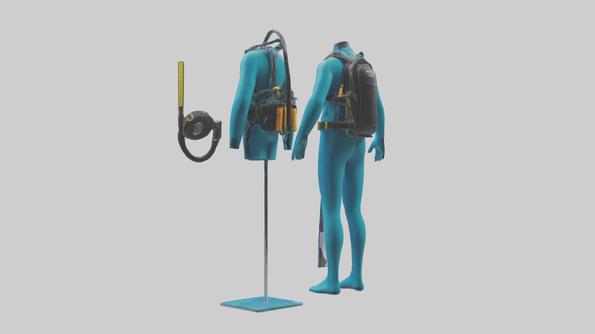 Scuba Diving Equipment model Low-poly 3D model_2