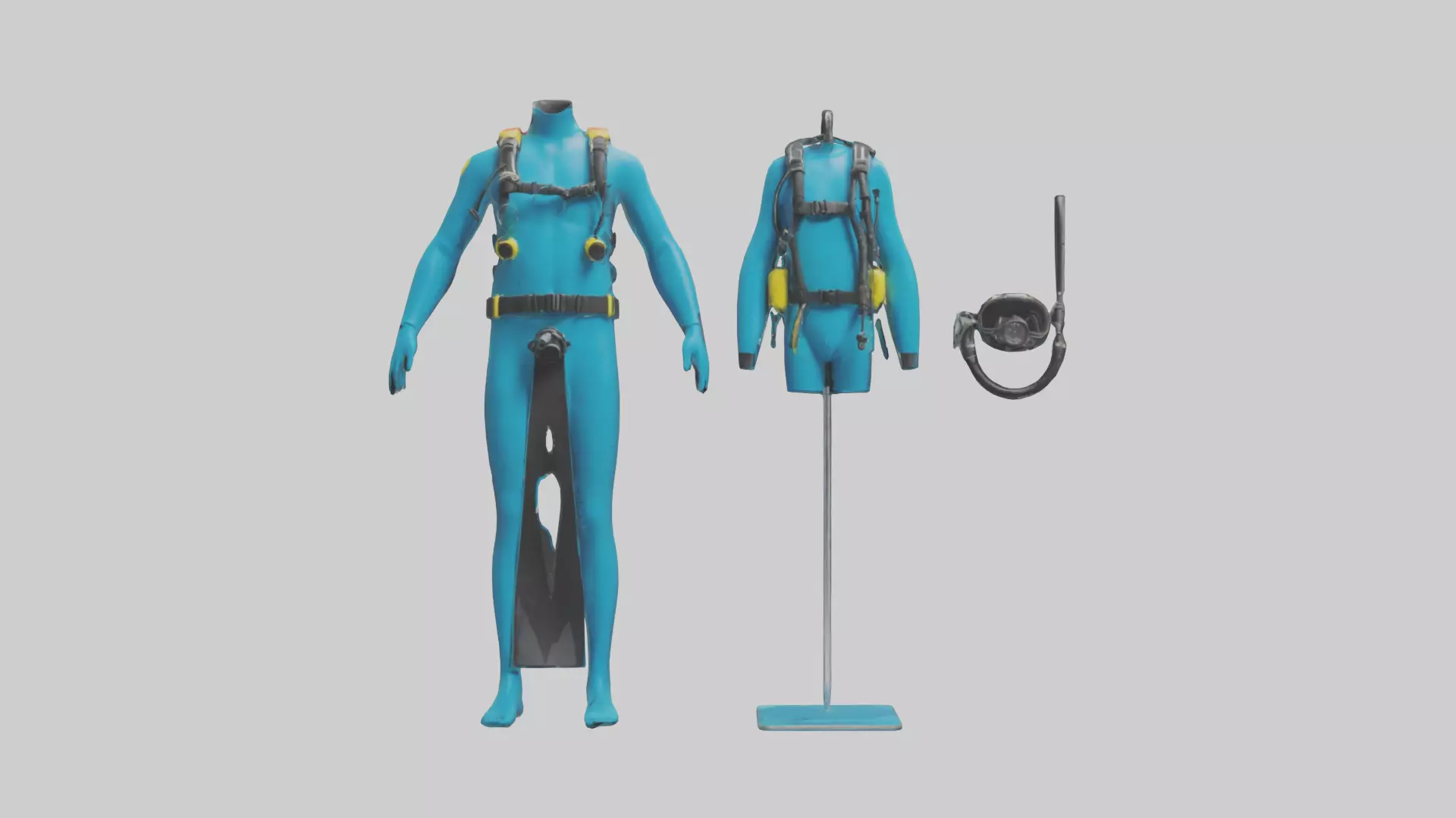 Scuba Diving Equipment model Low-poly 3D model_0