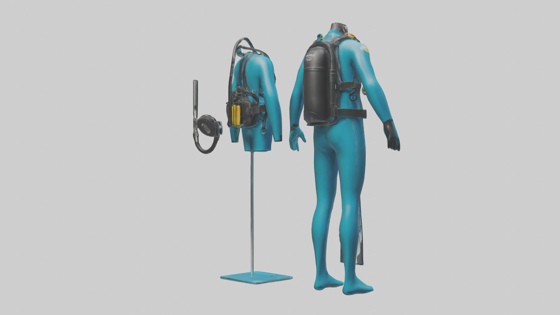 Scuba Diving Equipment model Low-poly 3D model_3
