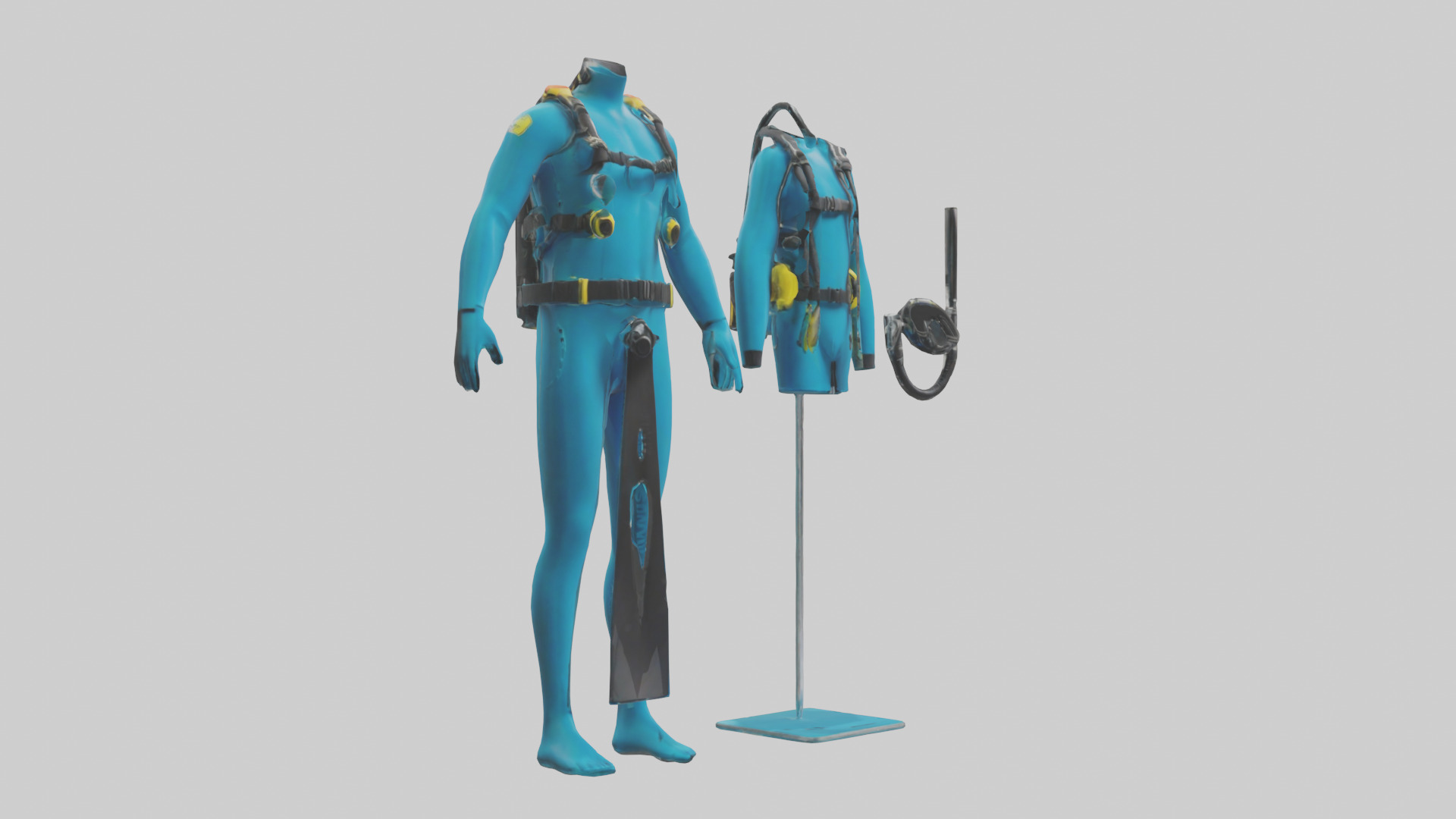 Scuba Diving Equipment model Low-poly 3D model_8