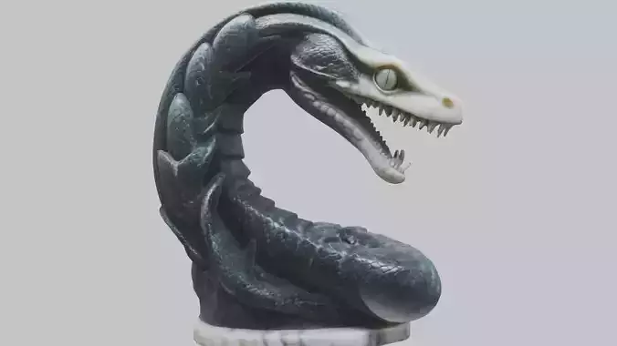 Marble Serpent Snake Sculpture Jade Carved Reptile Low-poly 3D model