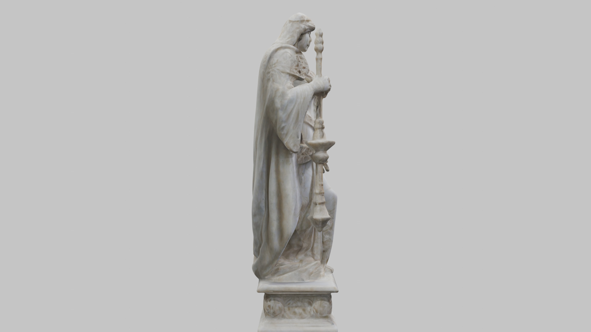Medieval Goddess Marble Figure Low-poly 3D model_4