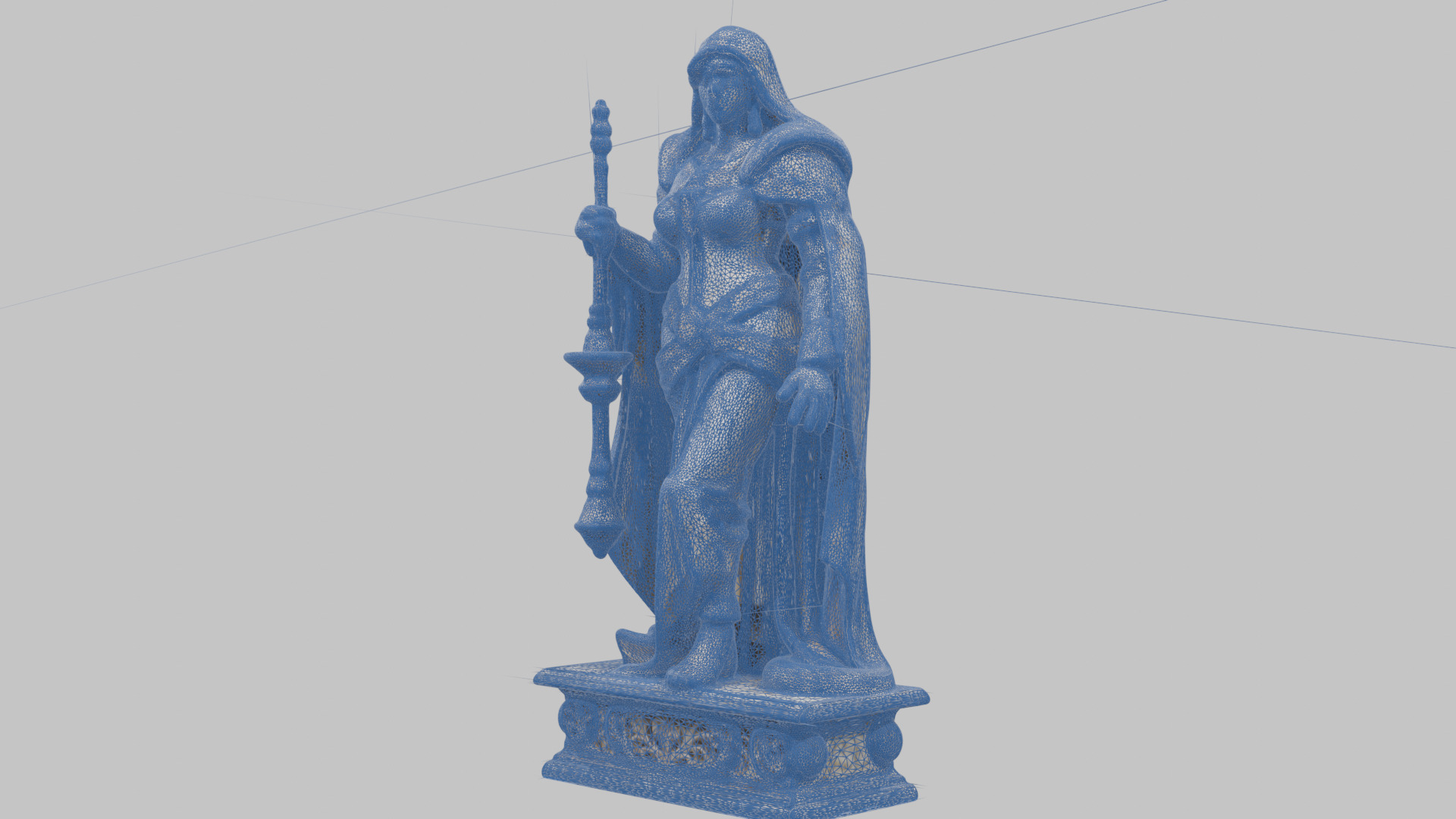 Medieval Goddess Marble Figure Low-poly 3D model_30