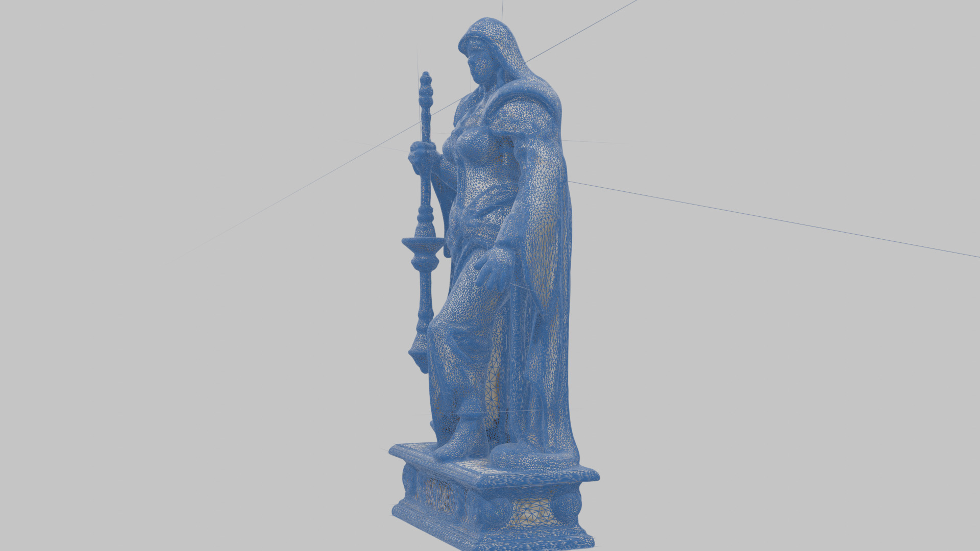 Medieval Goddess Marble Figure Low-poly 3D model_29