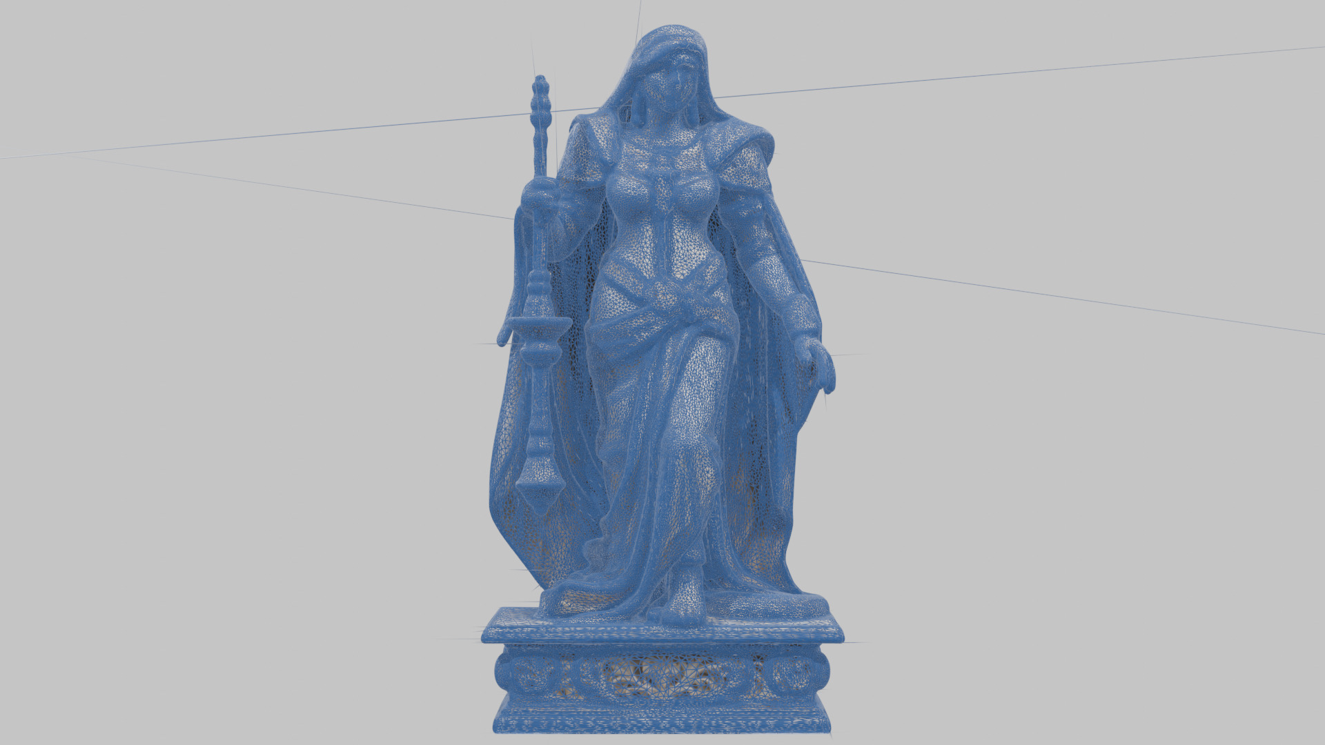 Medieval Goddess Marble Figure Low-poly 3D model_16