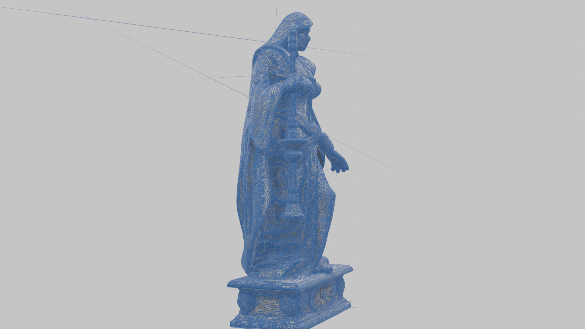 Medieval Goddess Marble Figure Low-poly 3D model_19