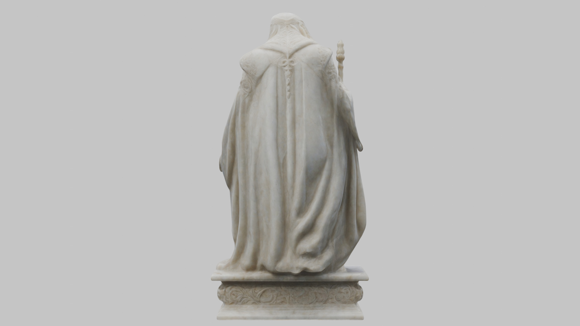 Medieval Goddess Marble Figure Low-poly 3D model_8