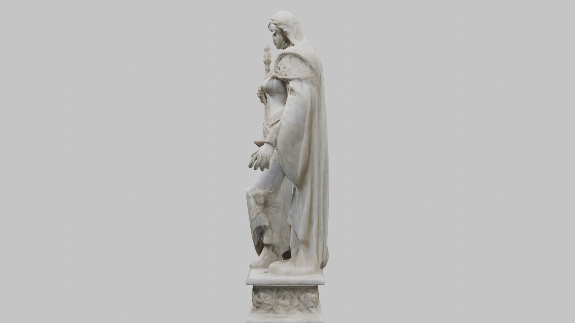 Medieval Goddess Marble Figure Low-poly 3D model_12
