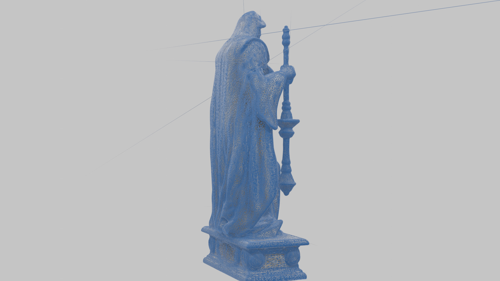 Medieval Goddess Marble Figure Low-poly 3D model_21
