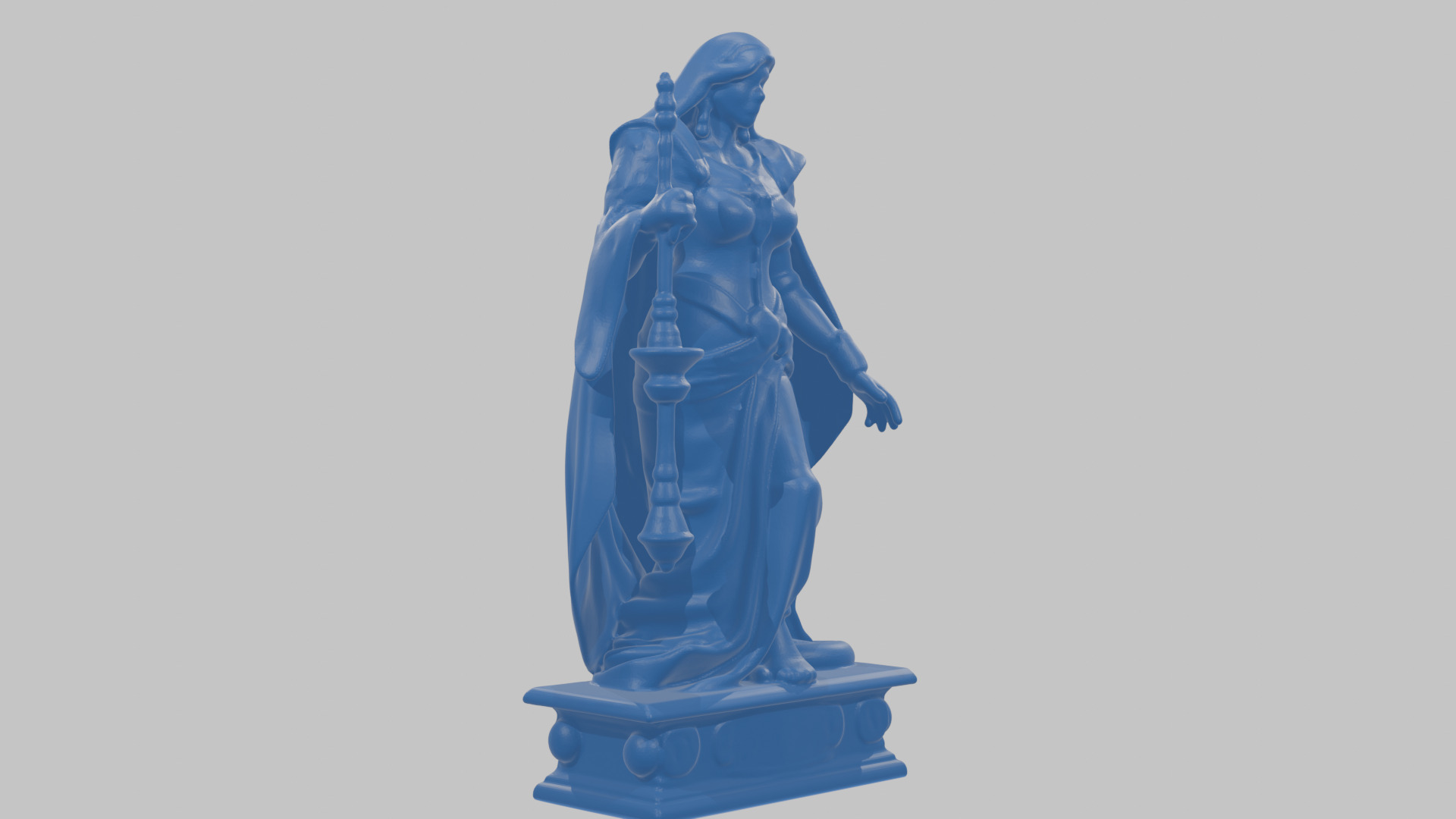 Medieval Goddess Marble Figure Low-poly 3D model_34