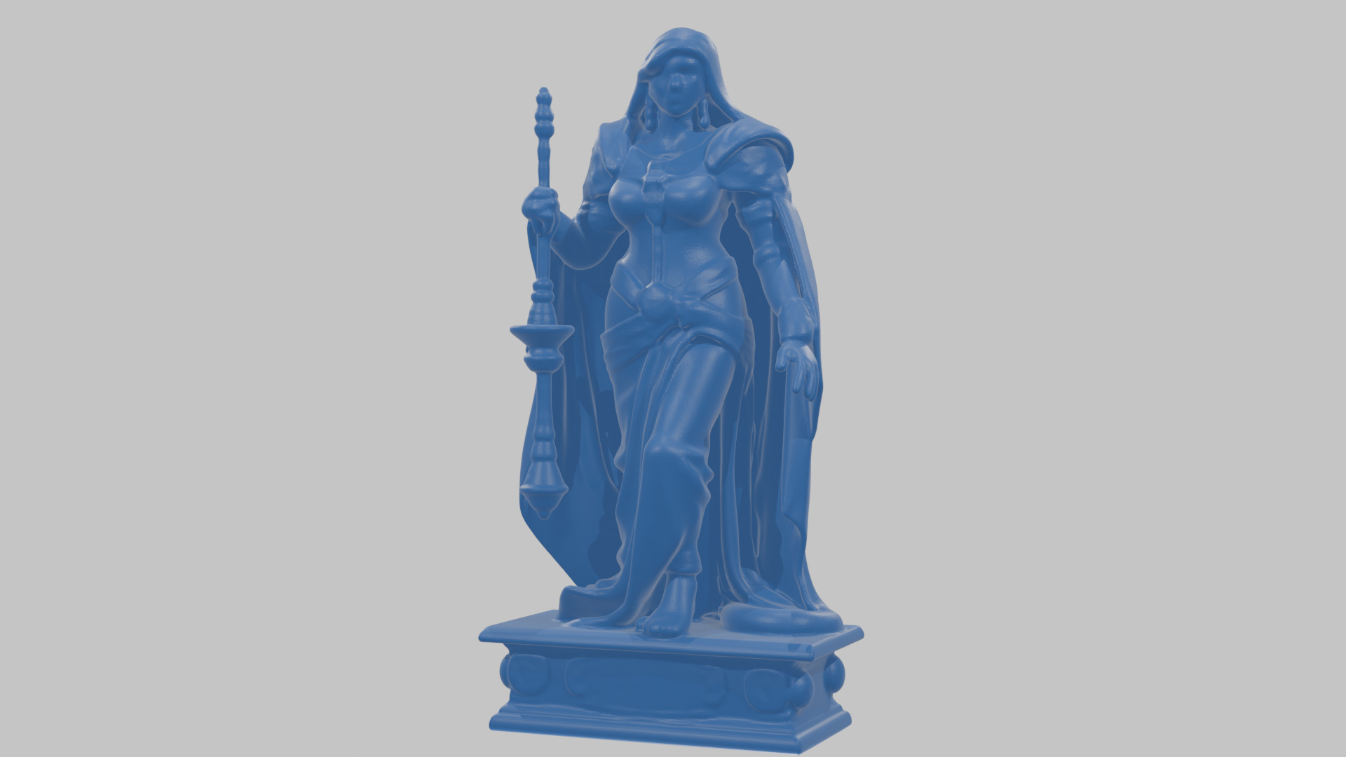 Medieval Goddess Marble Figure Low-poly 3D model_47
