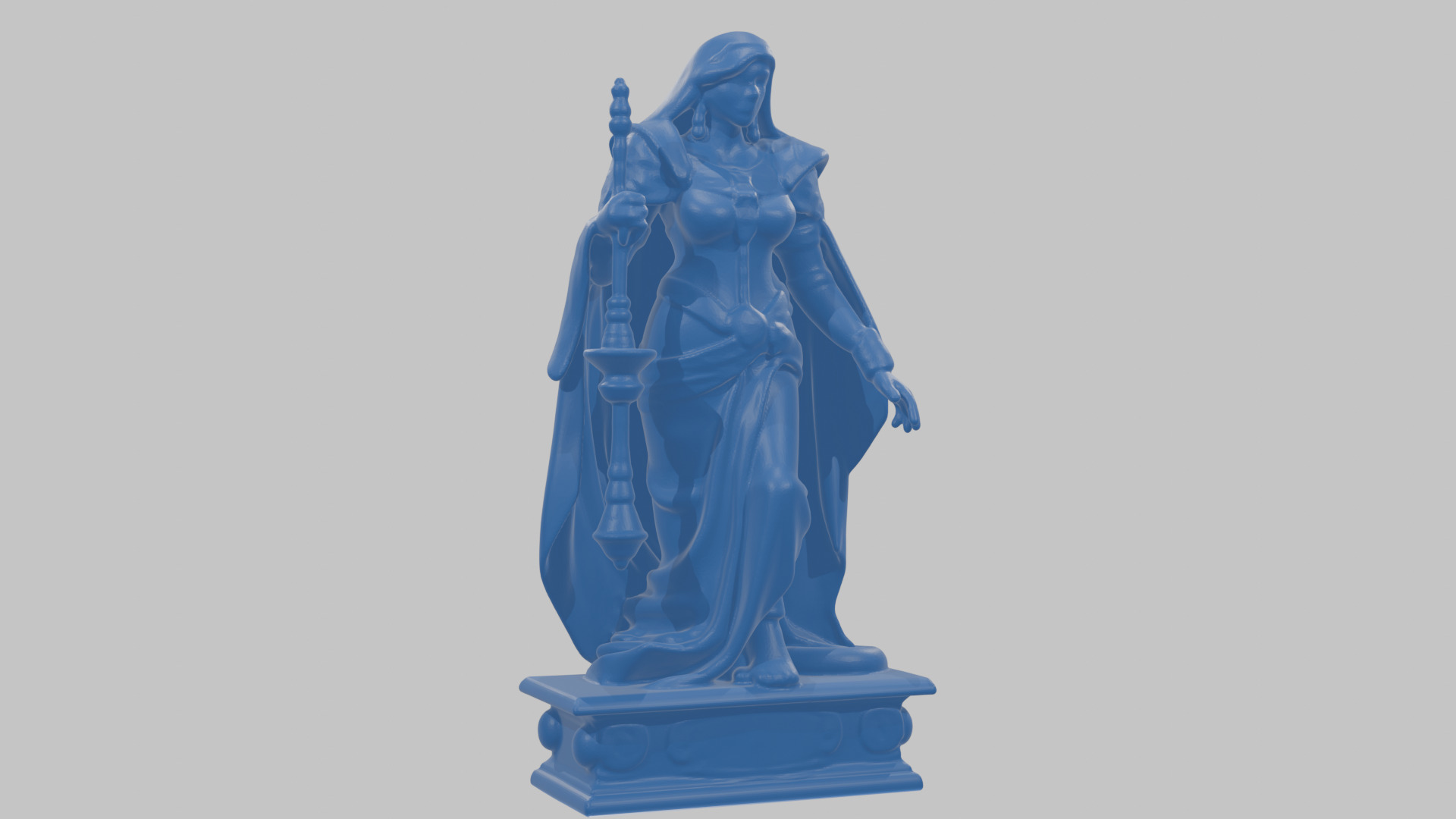 Medieval Goddess Marble Figure Low-poly 3D model_33