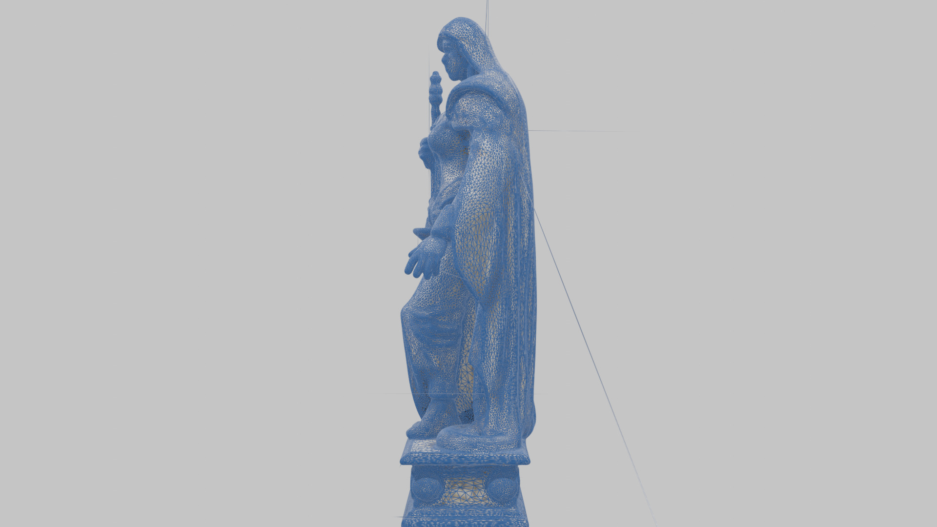 Medieval Goddess Marble Figure Low-poly 3D model_28