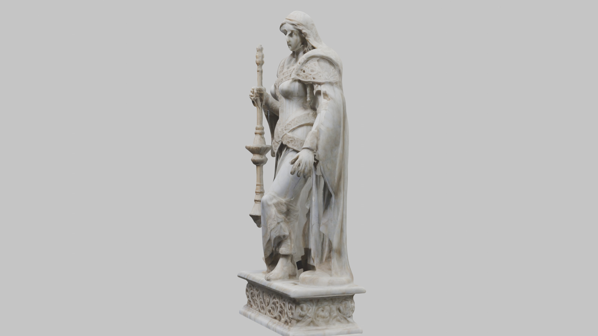 Medieval Goddess Marble Figure Low-poly 3D model_13