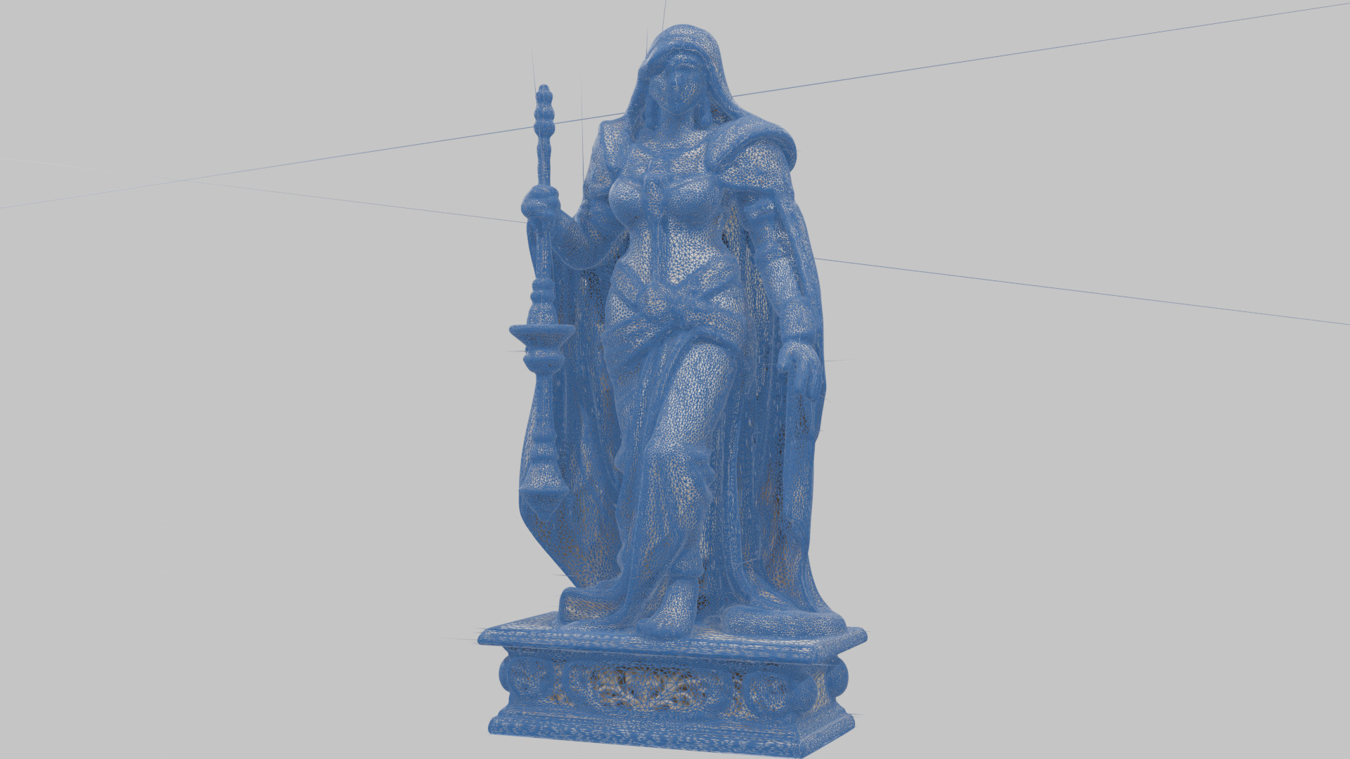 Medieval Goddess Marble Figure Low-poly 3D model_31