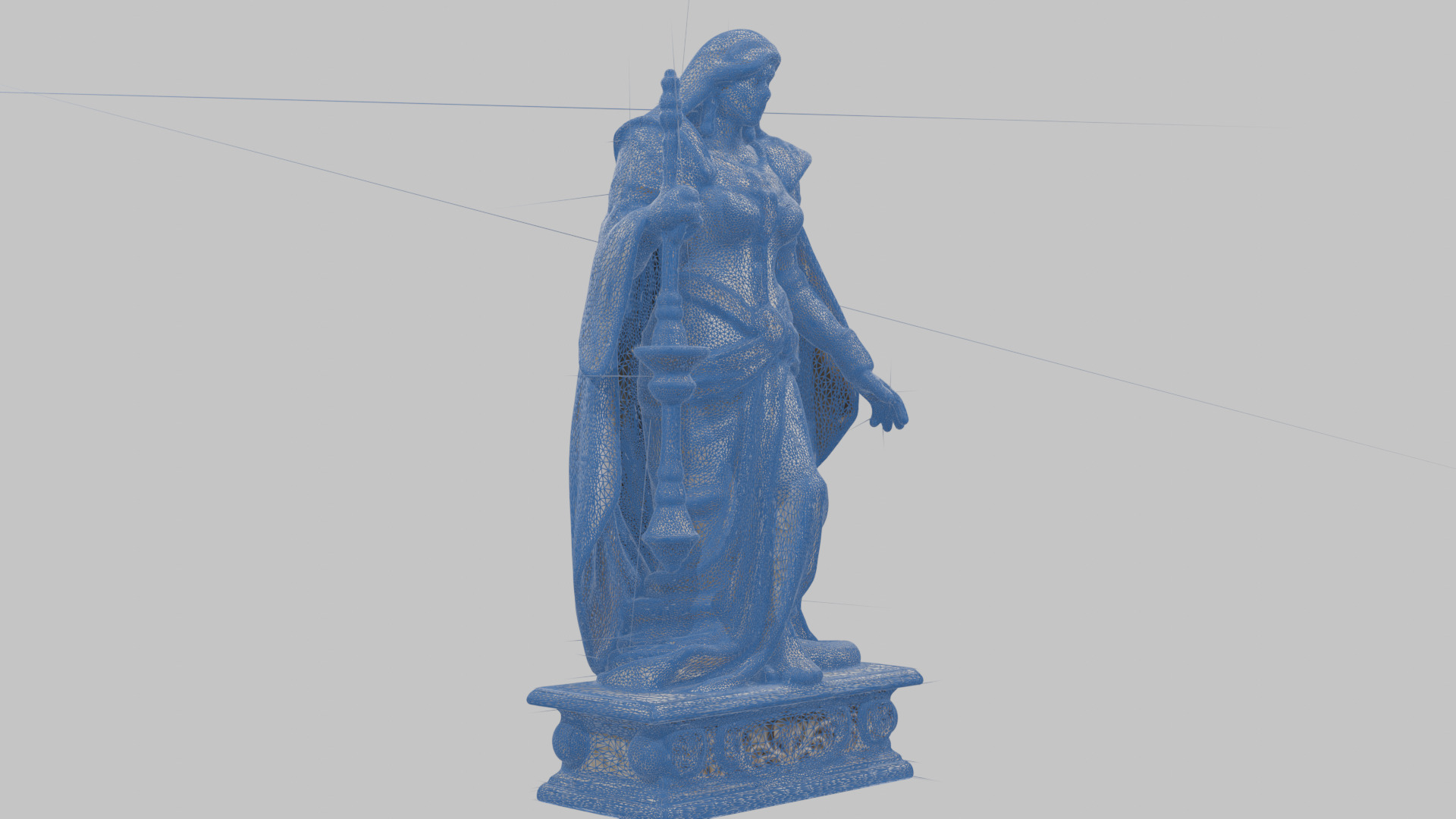 Medieval Goddess Marble Figure Low-poly 3D model_18