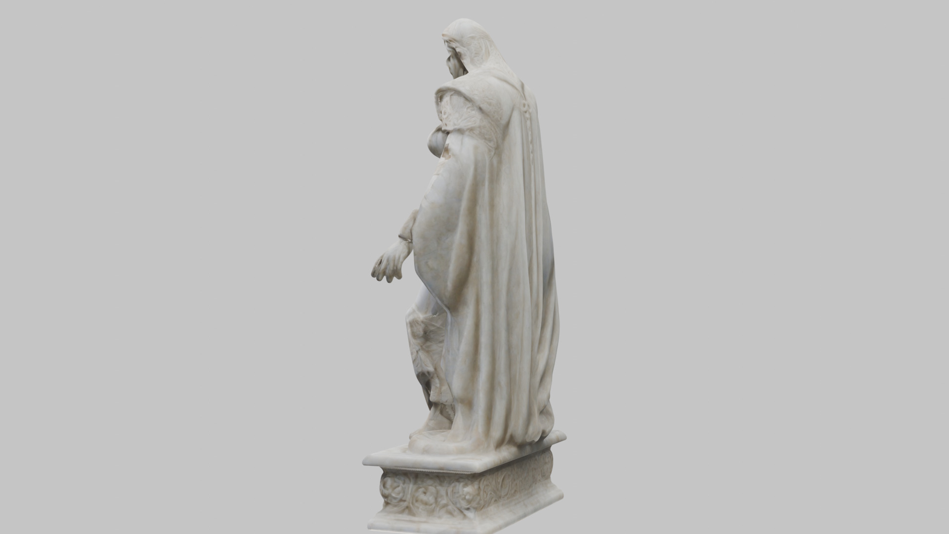Medieval Goddess Marble Figure Low-poly 3D model_11