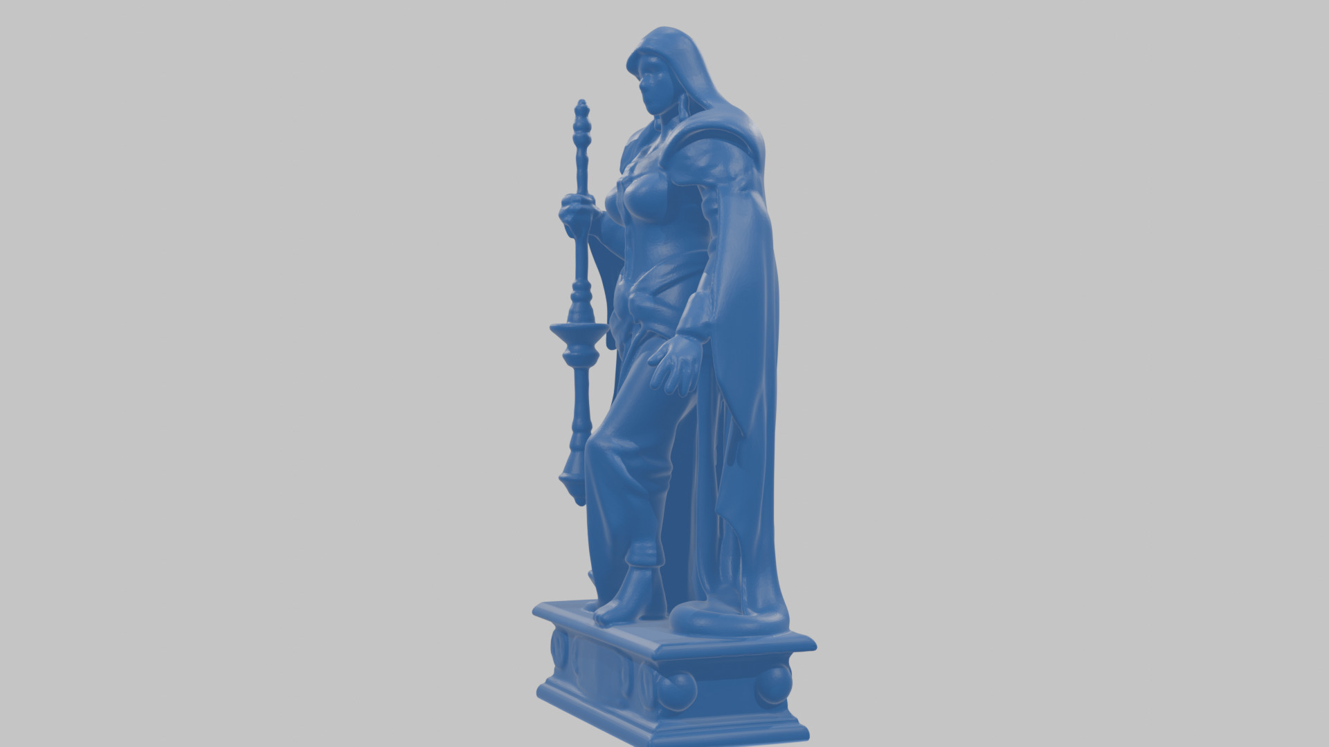 Medieval Goddess Marble Figure Low-poly 3D model_45