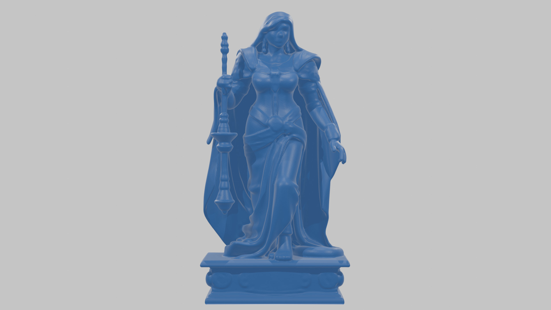 Medieval Goddess Marble Figure Low-poly 3D model_32