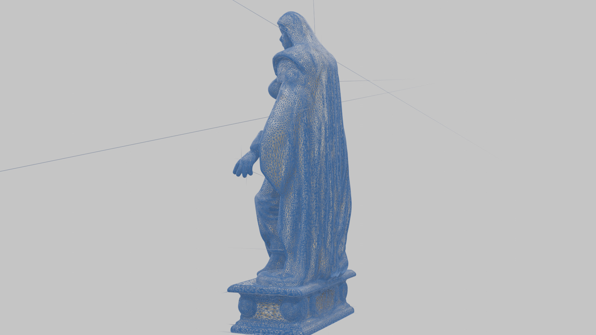 Medieval Goddess Marble Figure Low-poly 3D model_27