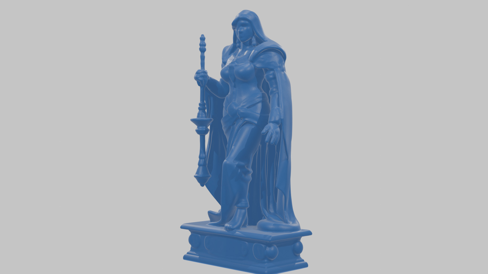 Medieval Goddess Marble Figure Low-poly 3D model_46
