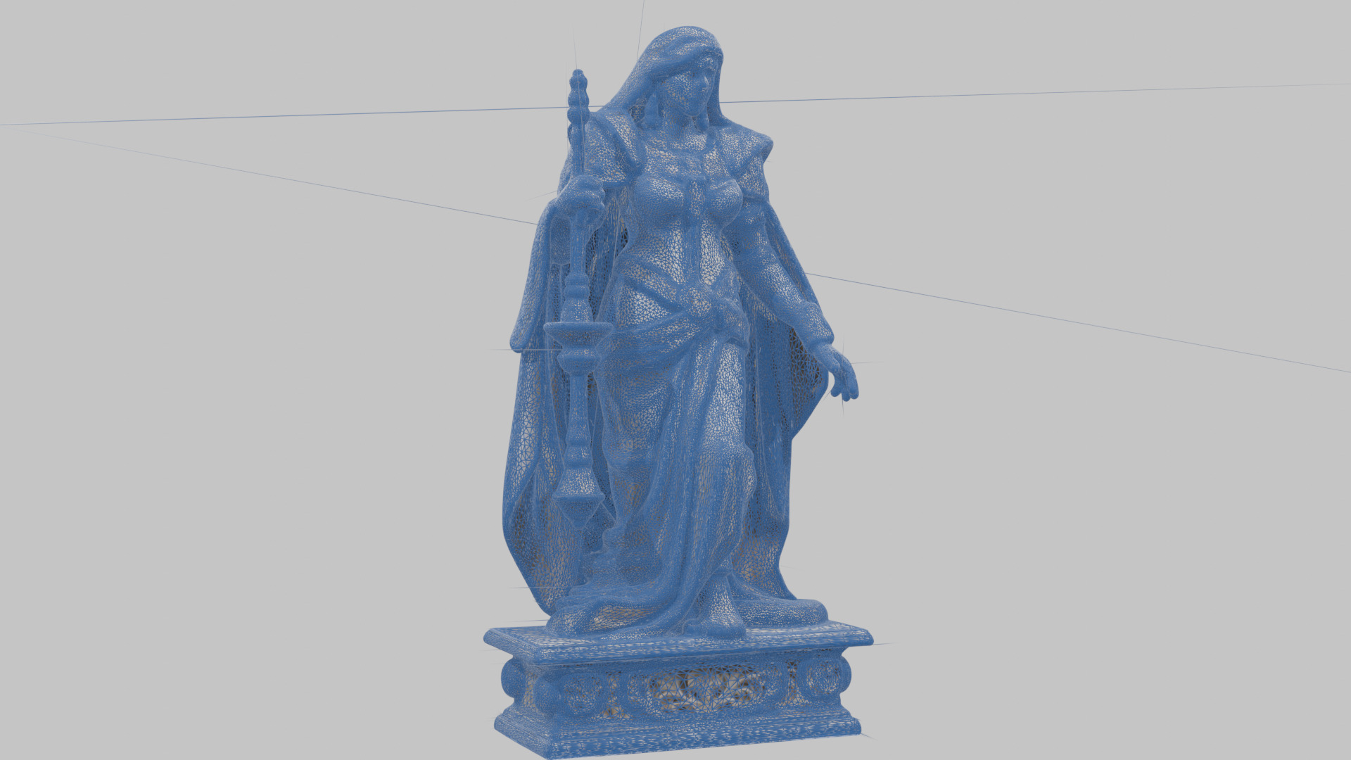 Medieval Goddess Marble Figure Low-poly 3D model_17
