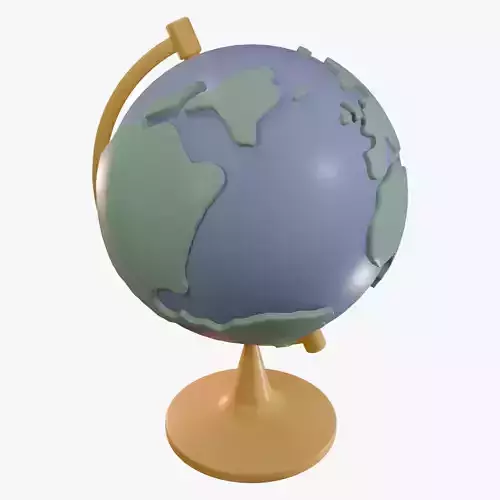 Low-poly style cartoon globe 3D model