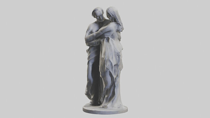 Sculpted Couple statue model Low-poly 3D model