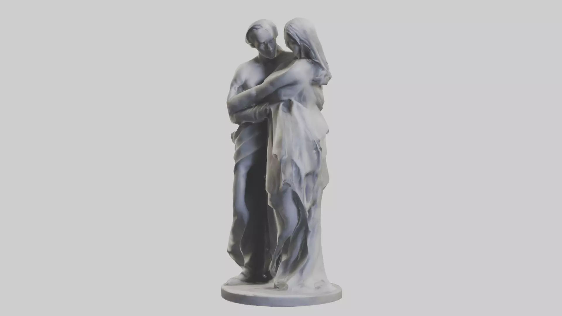 Sculpted Couple statue model Low-poly 3D model_0