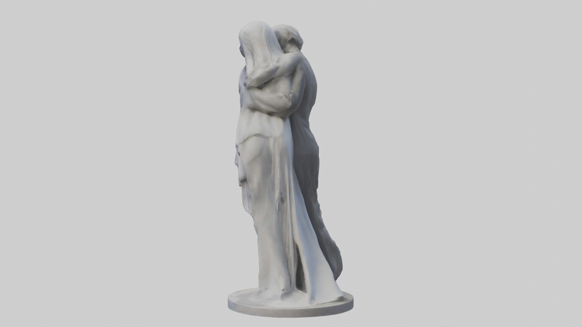 Sculpted Couple statue model Low-poly 3D model_3
