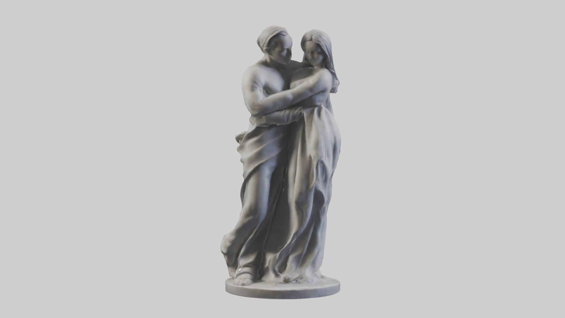Sculpted Couple statue model Low-poly 3D model_1