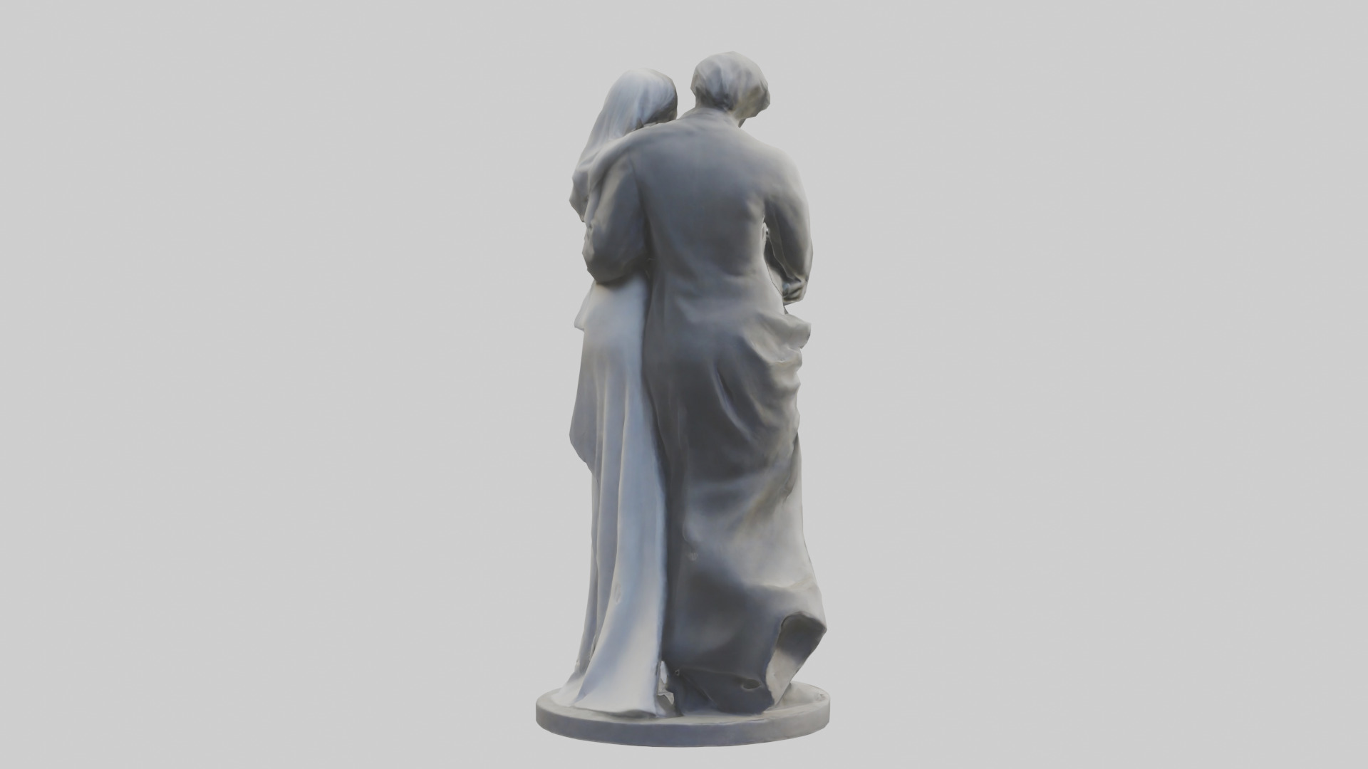 Sculpted Couple statue model Low-poly 3D model_4