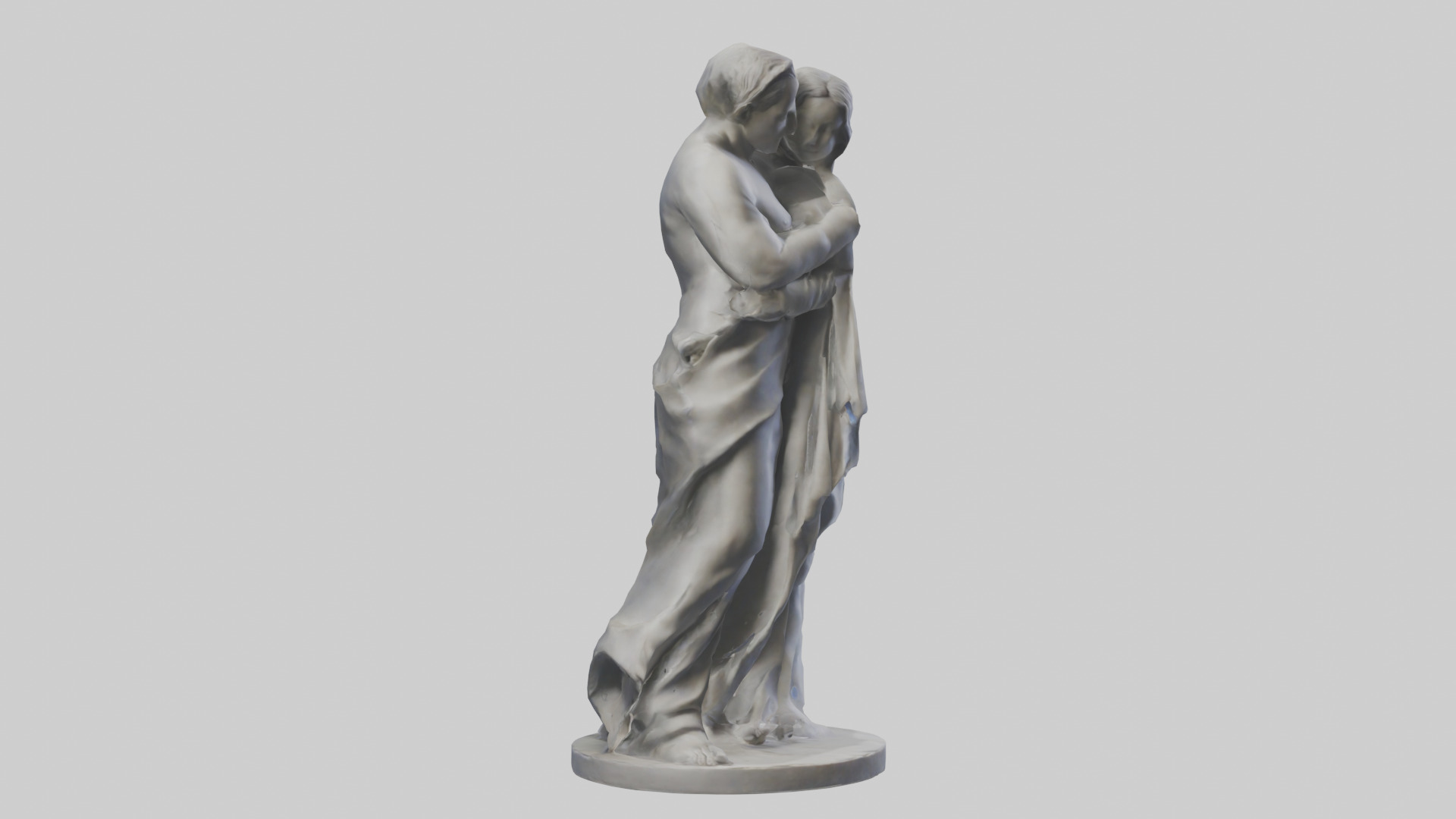 Sculpted Couple statue model Low-poly 3D model_9