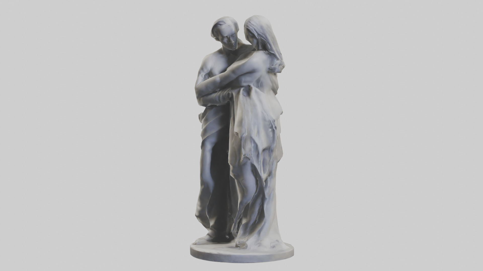 Sculpted Couple statue model Low-poly 3D model_10