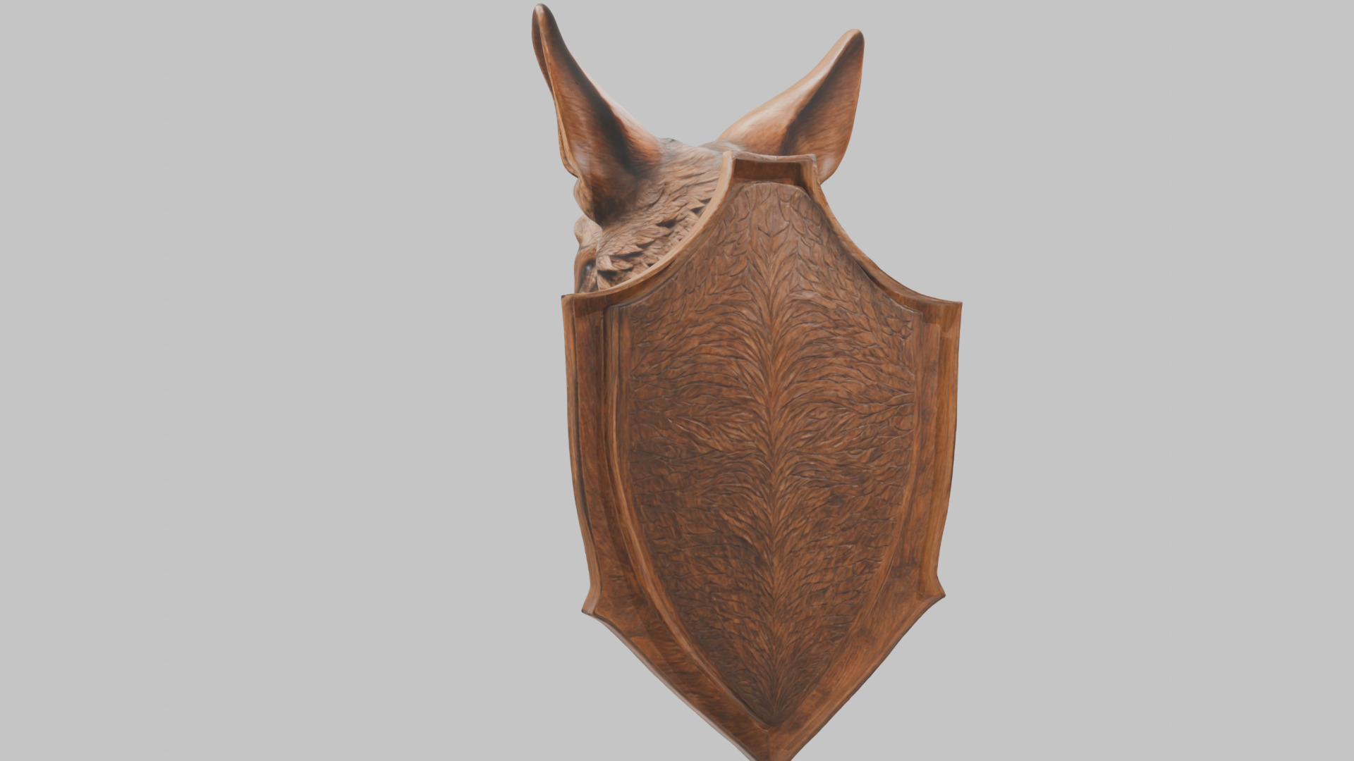 Carved Wooden Wolf Head Wall Mount Low-poly 3D model_9
