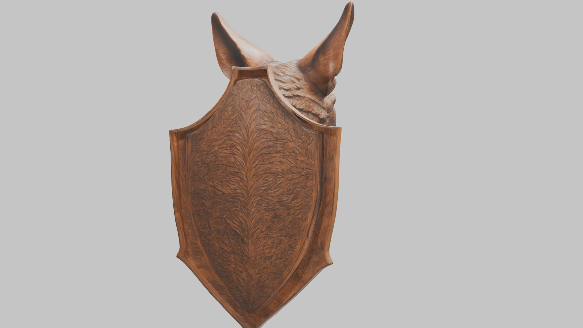 Carved Wooden Wolf Head Wall Mount Low-poly 3D model_7