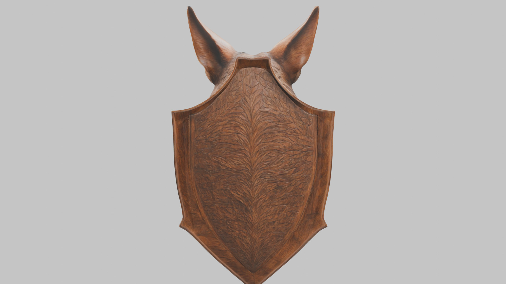 Carved Wooden Wolf Head Wall Mount Low-poly 3D model_8