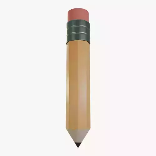 Low-poly style cartoon pencil 3D model