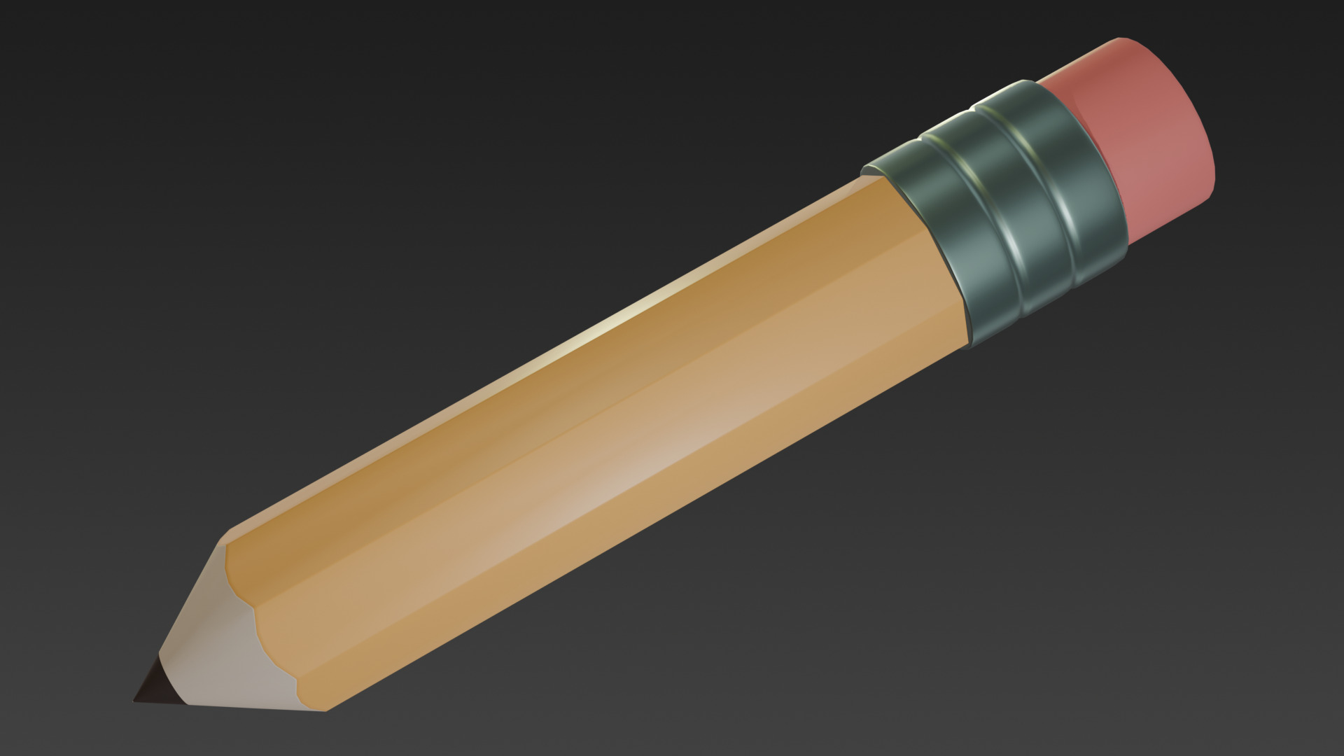 Low-poly style cartoon pencil 3D model_4
