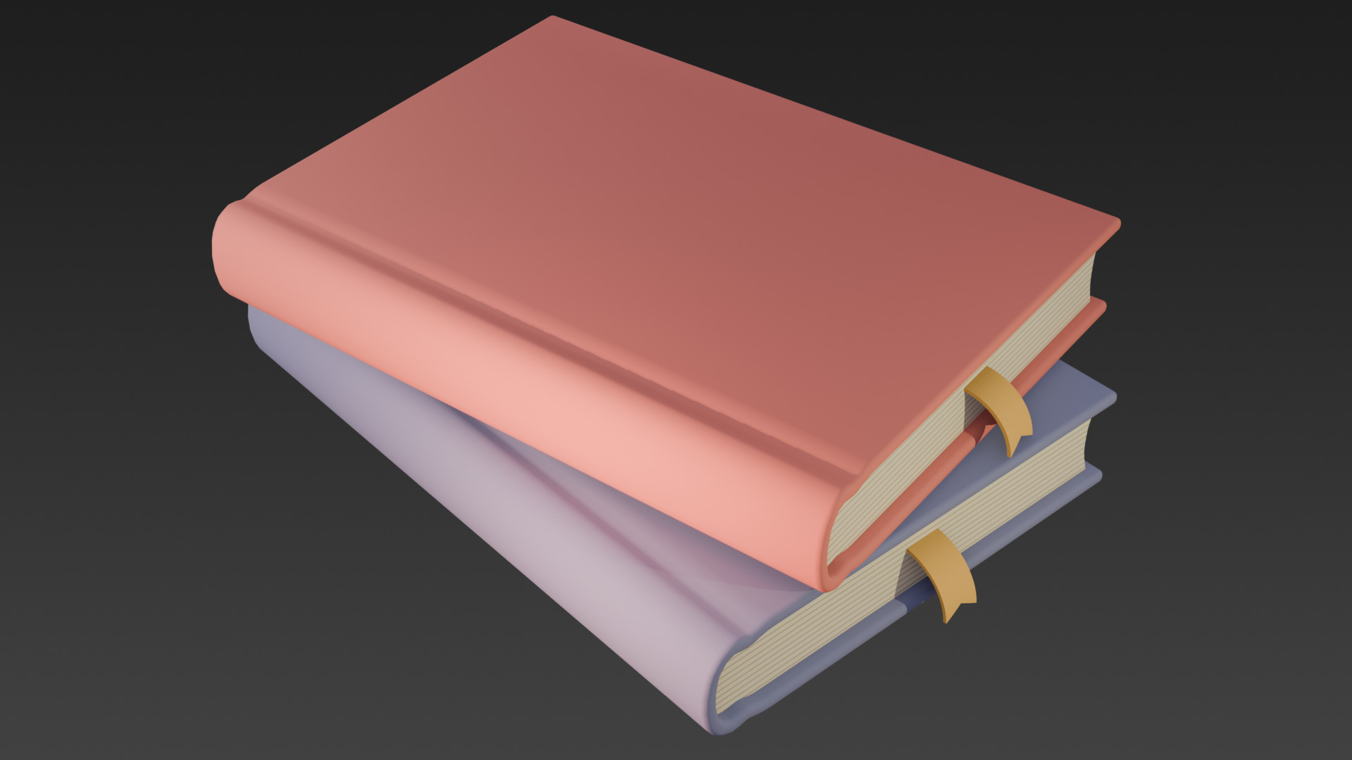 Low-poly style cartoon books 3D model_4