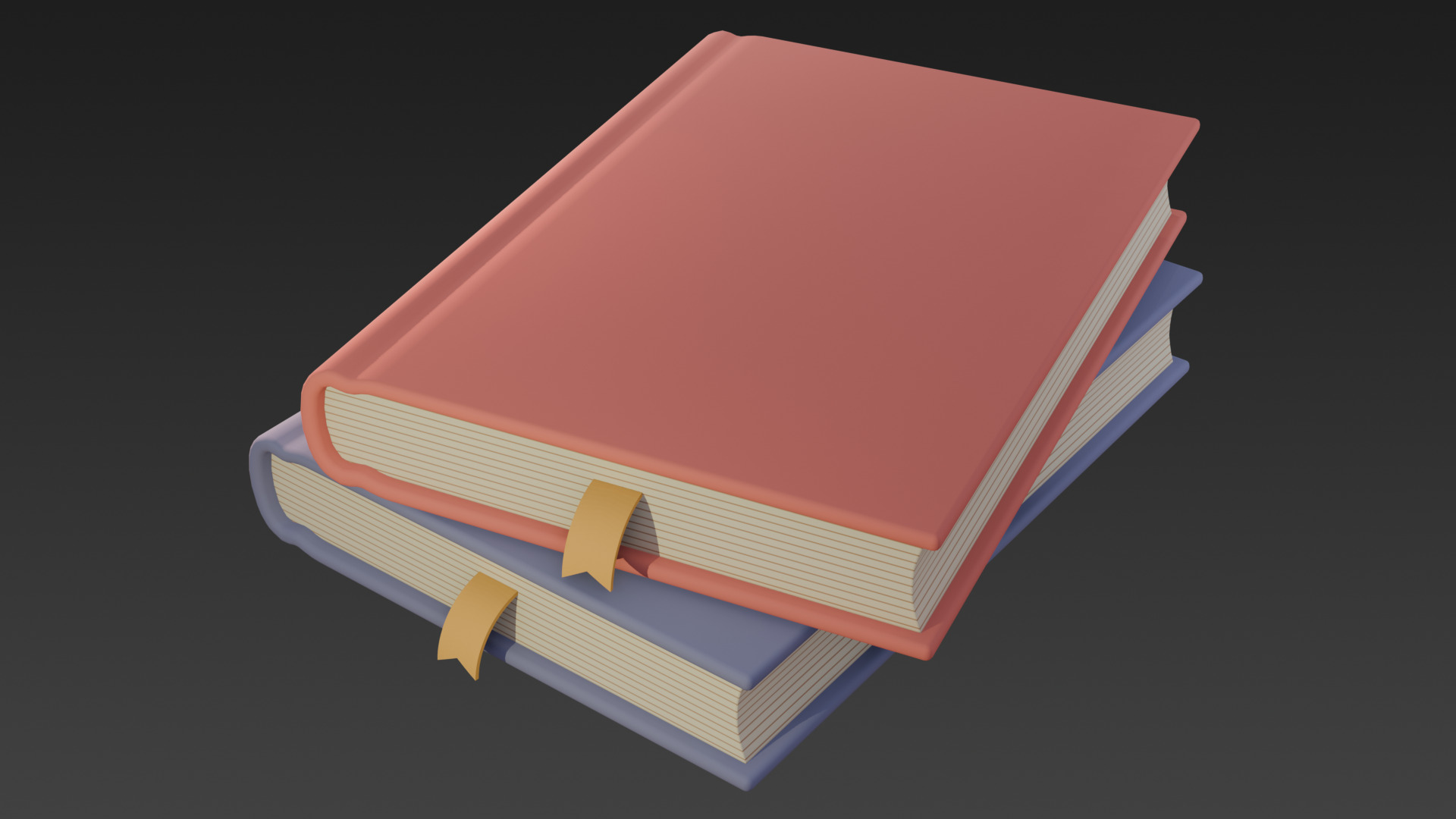 Low-poly style cartoon books 3D model_1