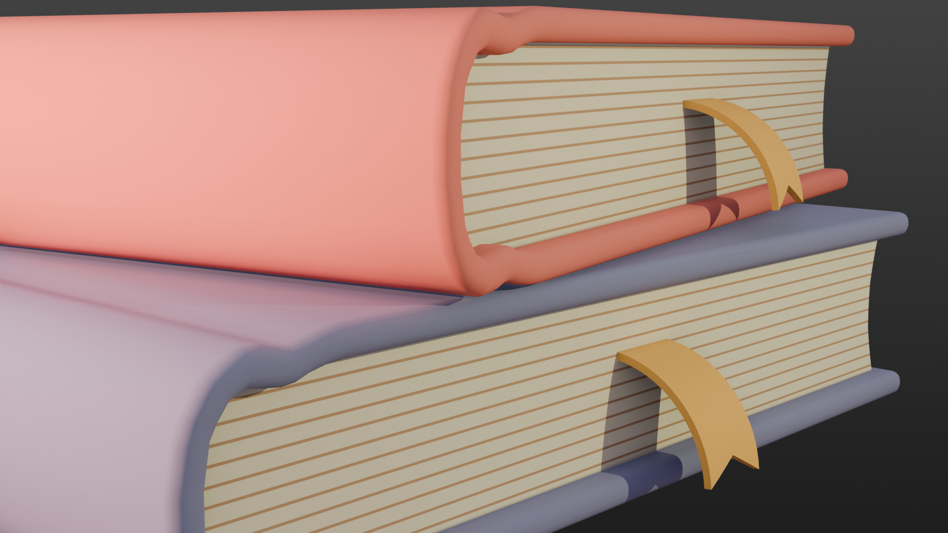 Low-poly style cartoon books 3D model_5