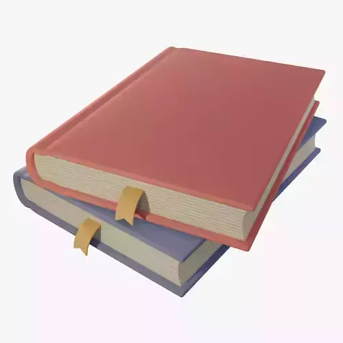 Low-poly style cartoon books 3D model