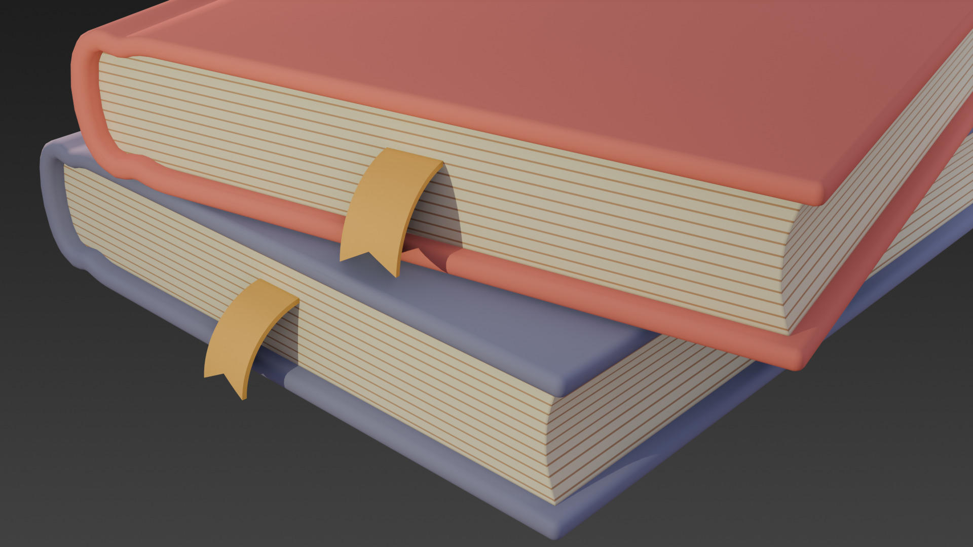 Low-poly style cartoon books 3D model_3